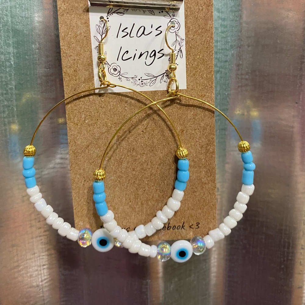Beaded Hoop Earrings - large